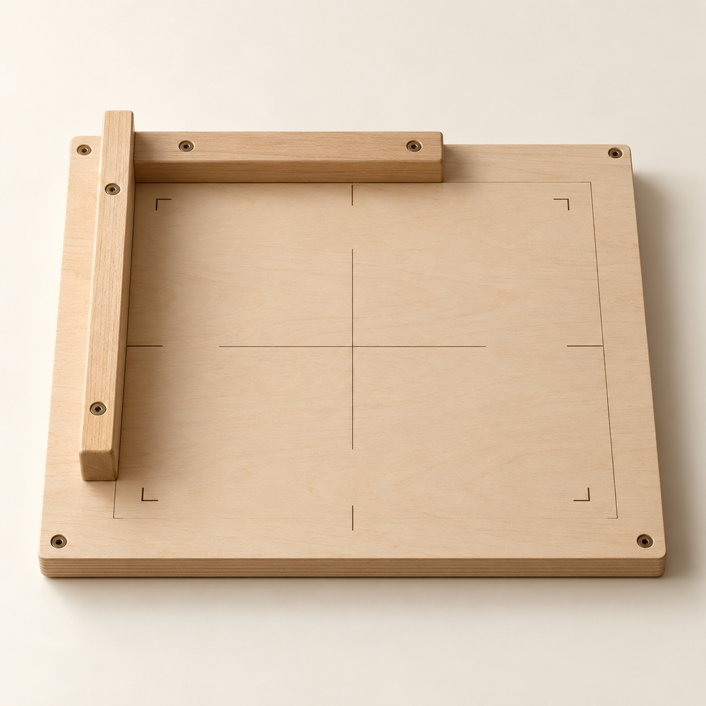 Registerbord voor meerkleurendruk — conceptvisualisatie a.made Atelier