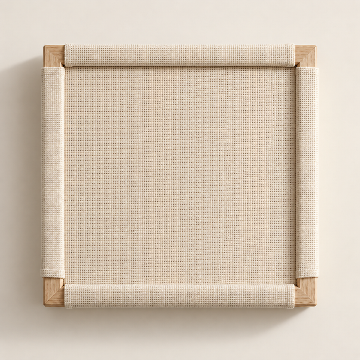 Punch needle frame met griplatten — conceptvisualisatie a.made Atelier
