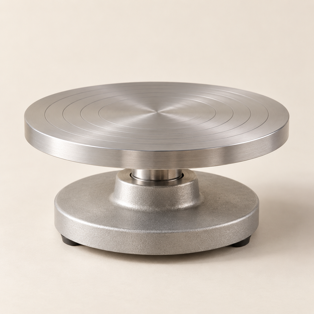 Handmatige draaischijf aluminium — conceptvisualisatie a.made Atelier