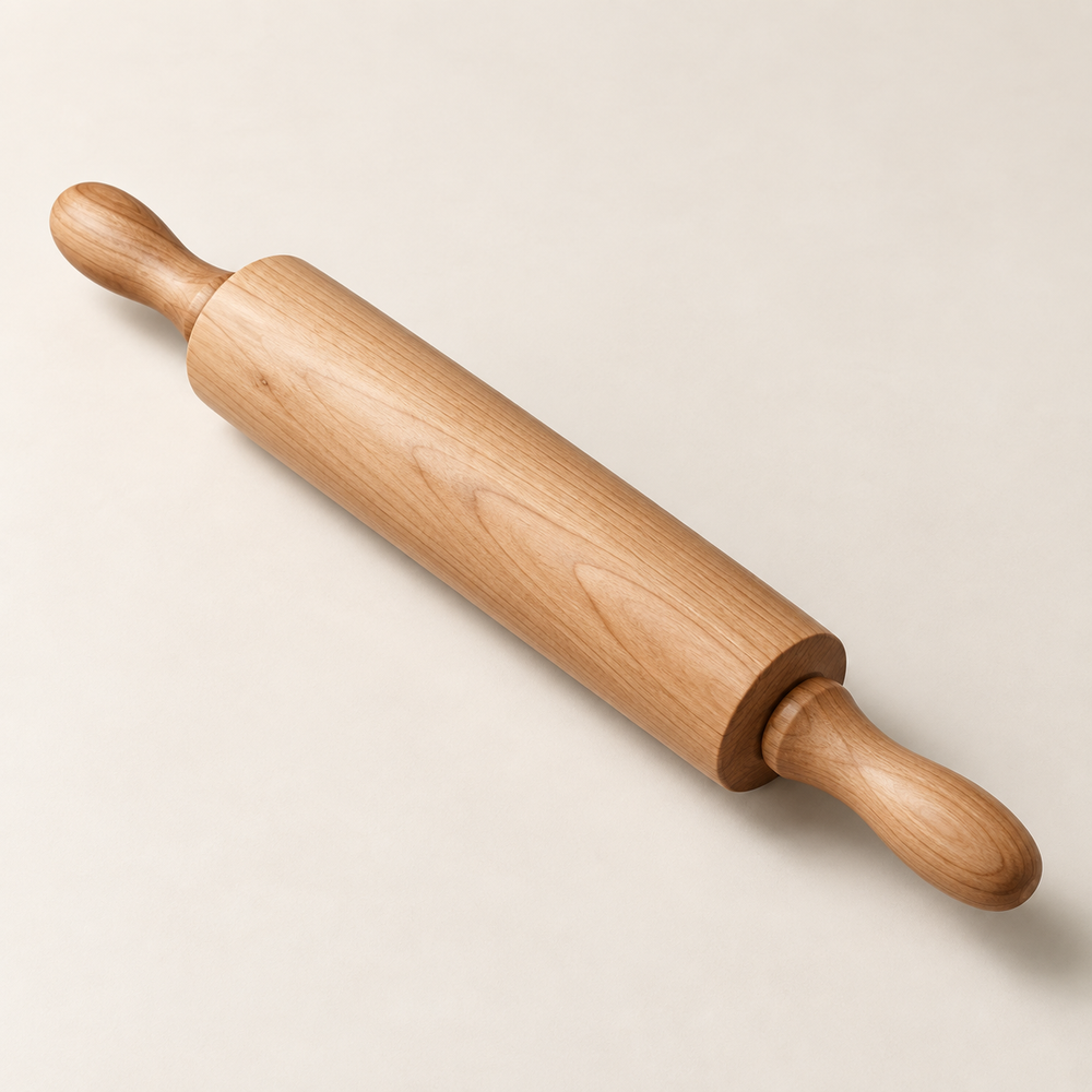 Rolstok voor klei, hardhout — conceptvisualisatie a.made Atelier