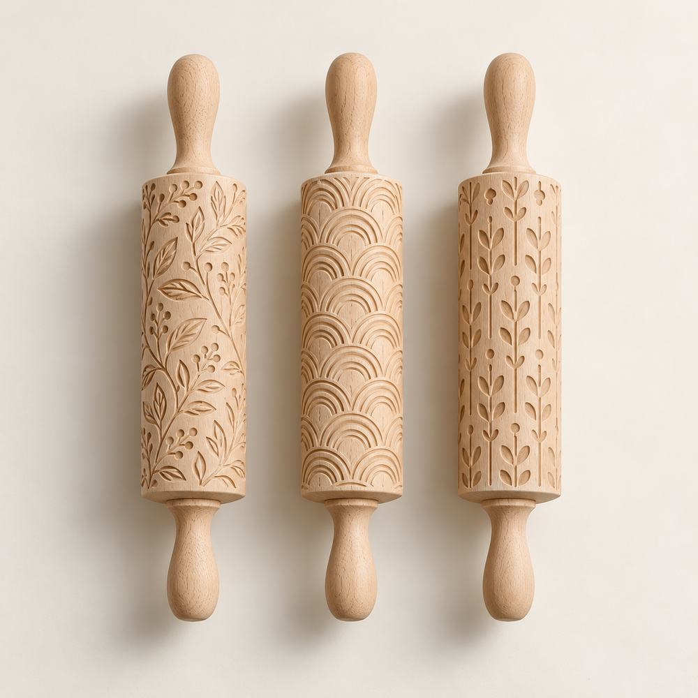 Textuurrollers voor klei — conceptvisualisatie a.made Atelier