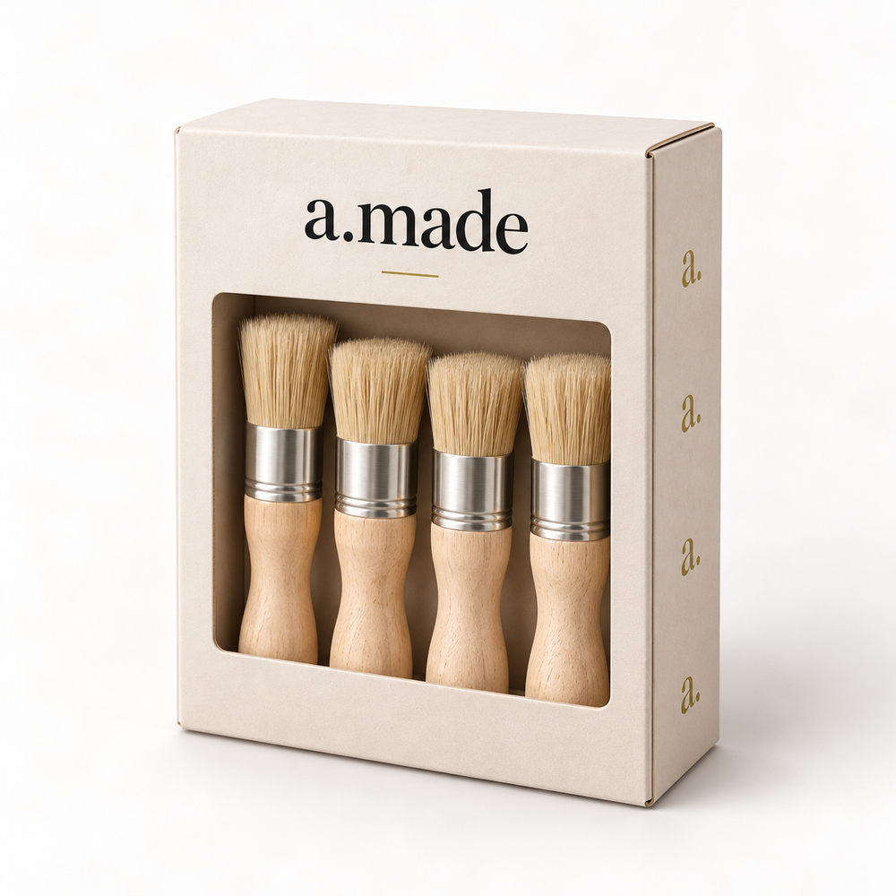Ontwerpvisualisatie: Stencilpenselen – set in a.made materials verpakking