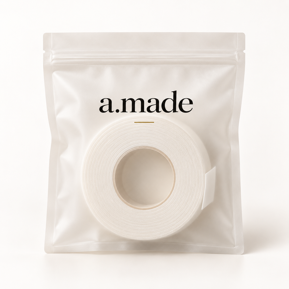 Ontwerpvisualisatie: Dubbelzijdige foam tape in a.made materials verpakking